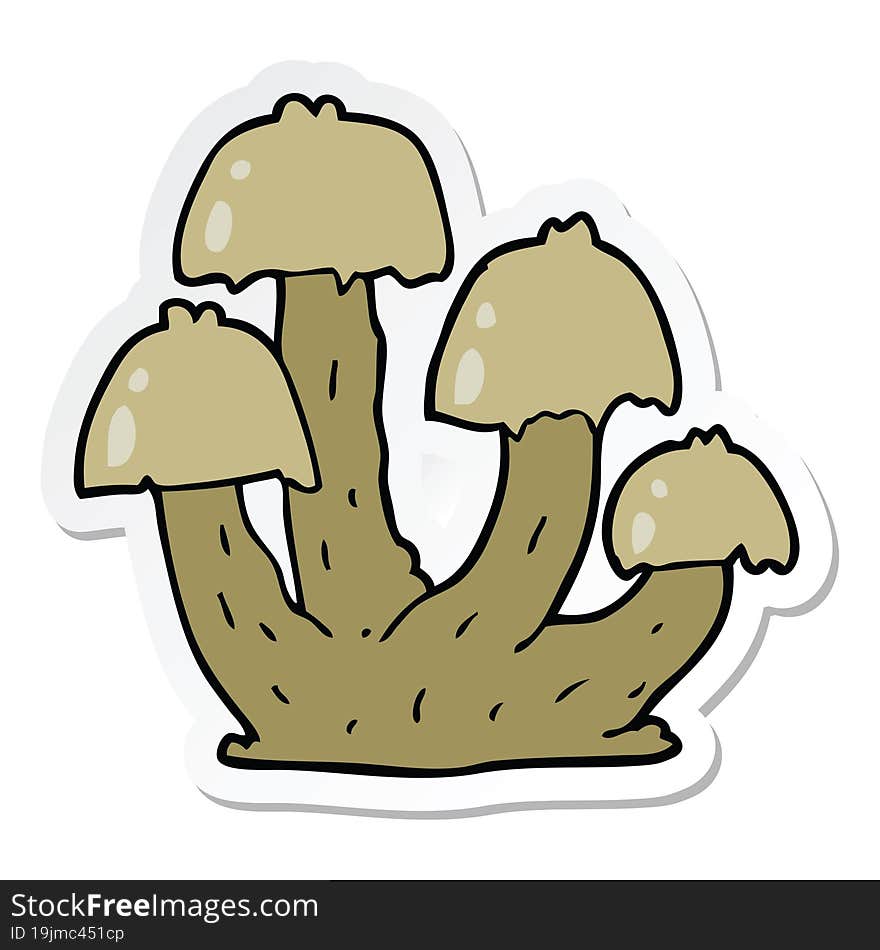 sticker of a cartoon mushrooms