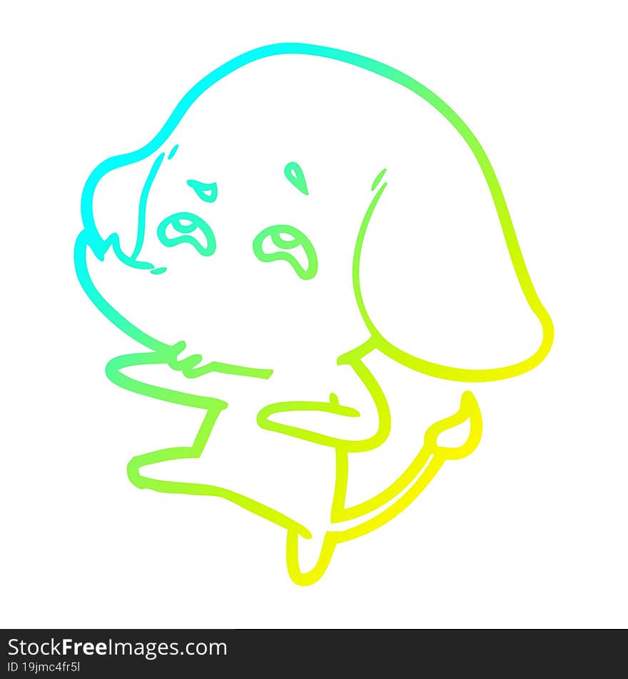 cold gradient line drawing cartoon elephant remembering