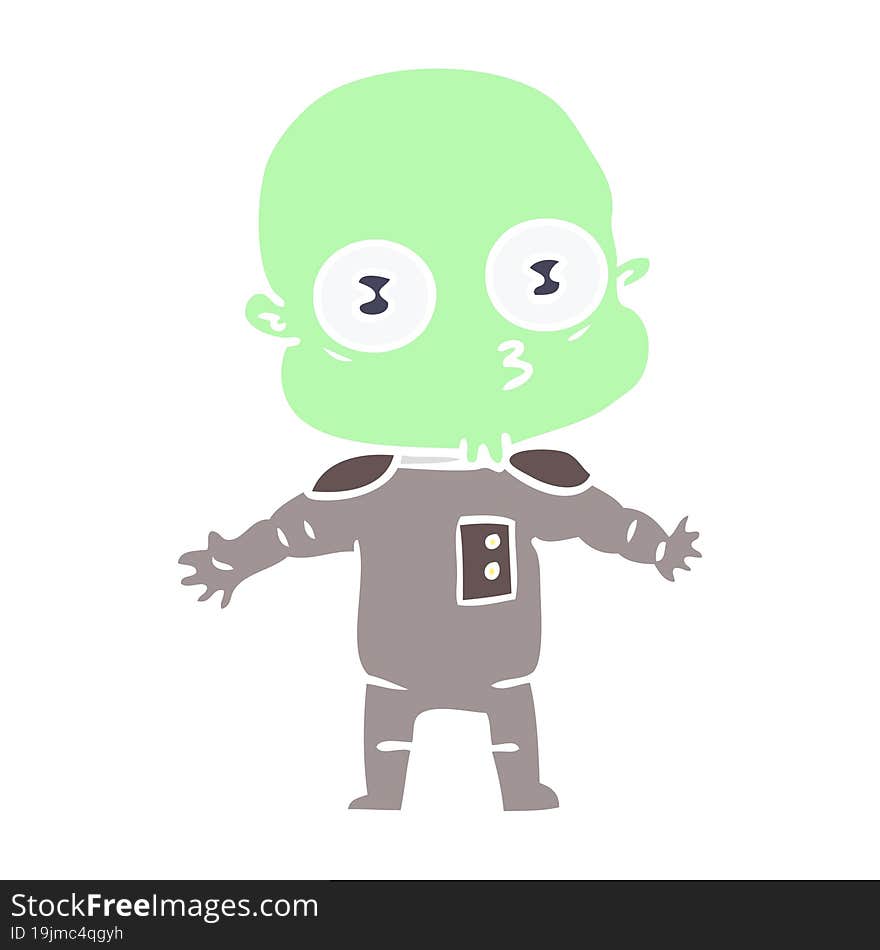 Flat Color Style Cartoon Weird Bald Spaceman