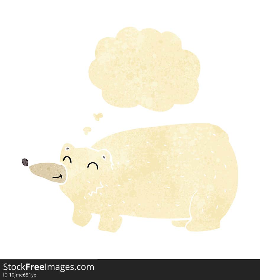 funny cartoon polar bear with thought bubble