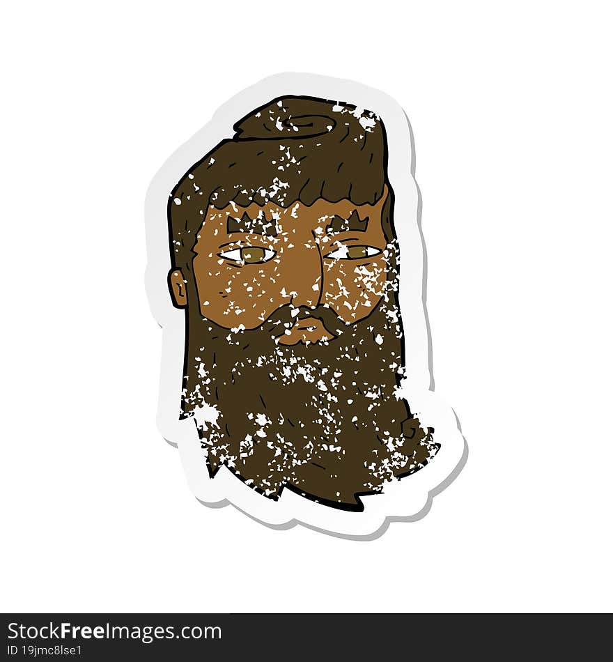 retro distressed sticker of a cartoon bearded man