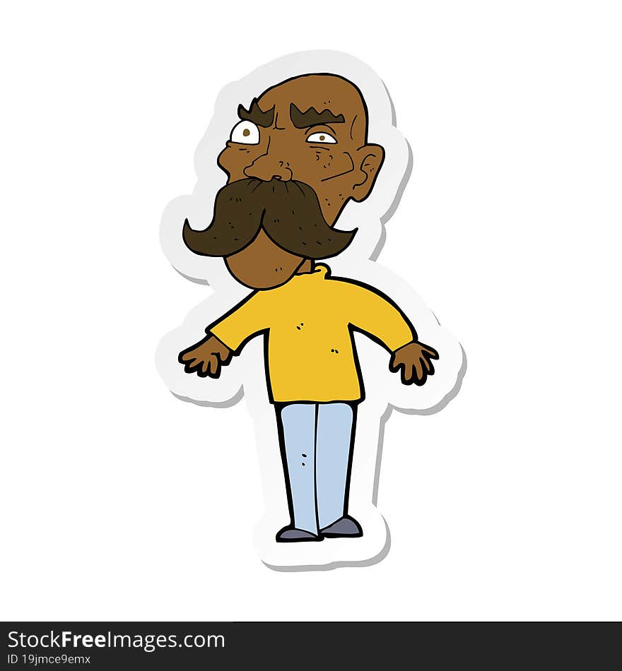 Sticker Of A Cartoon Angry Old Man