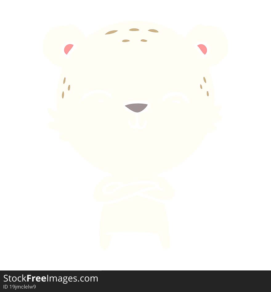 Happy Flat Color Style Cartoon Polar Bear