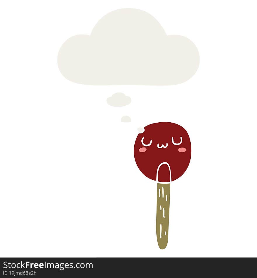 cartoon lollipop and thought bubble in retro style