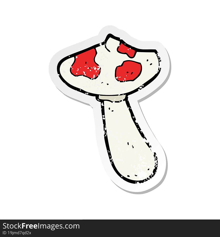 Retro Distressed Sticker Of A Cartoon Toadstool