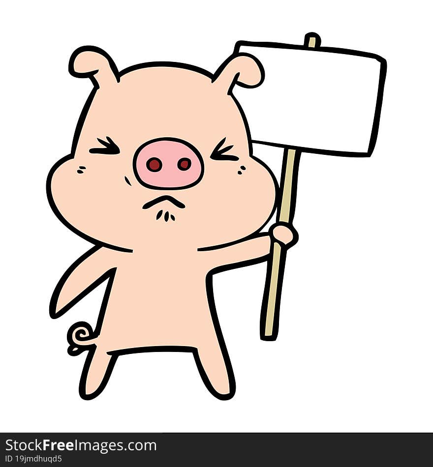 cartoon angry pig. cartoon angry pig