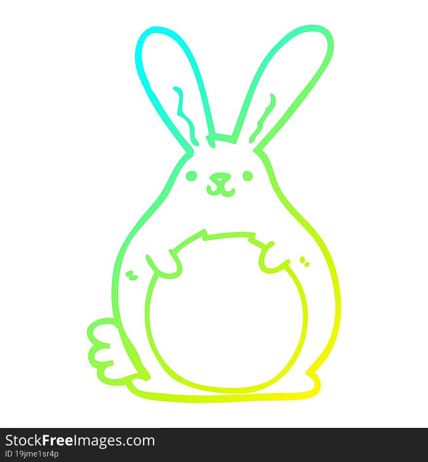 cold gradient line drawing cartoon rabbit