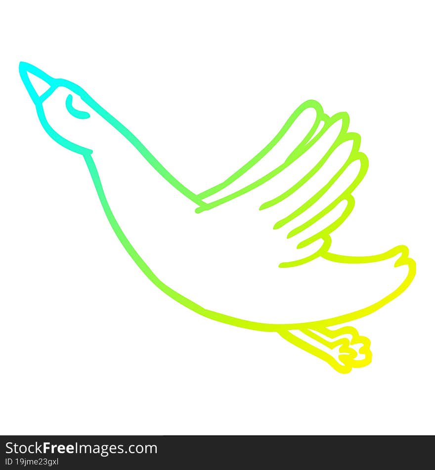 Cold Gradient Line Drawing Cartoon Flying Duck