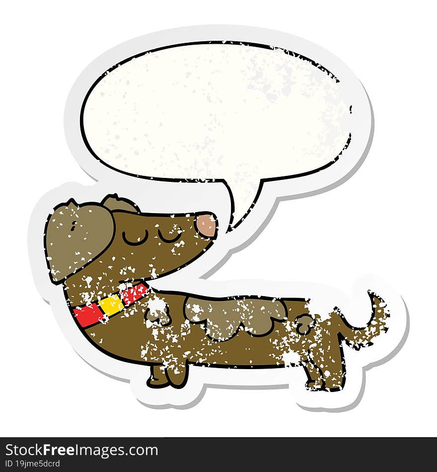 cartoon dog and speech bubble distressed sticker