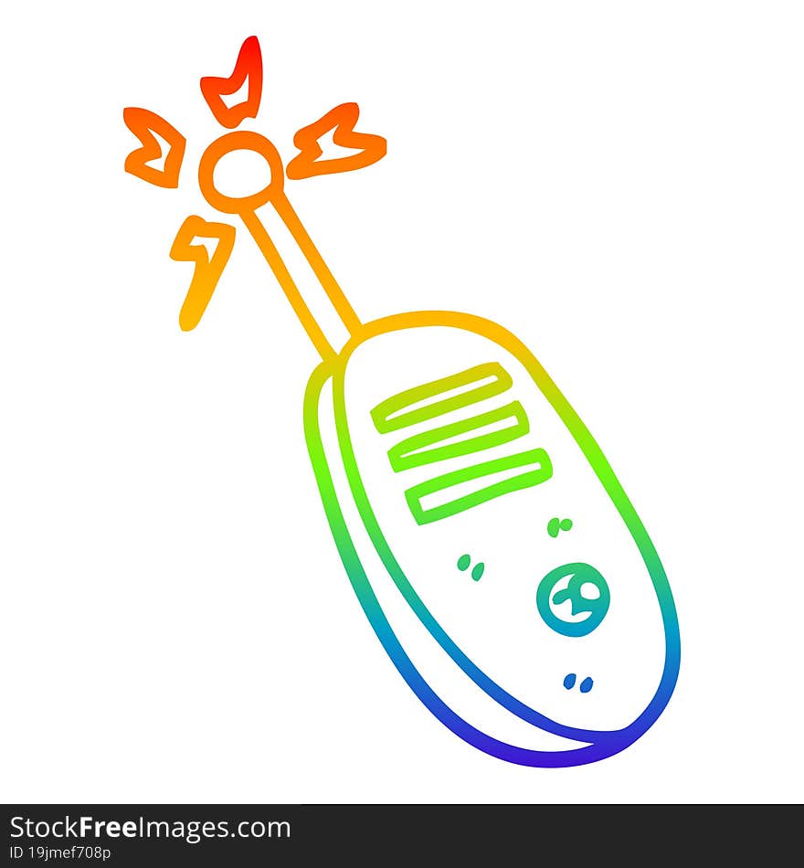 rainbow gradient line drawing of a cartoon walkie talkie