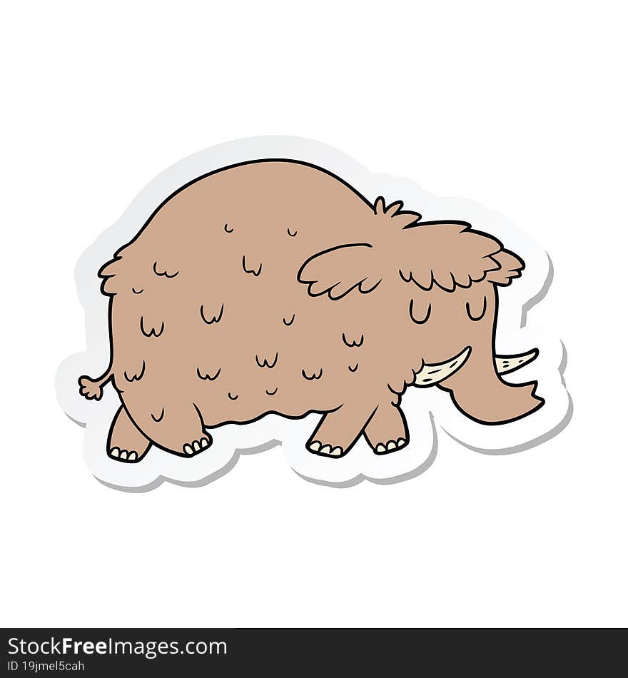 Sticker Of A Cartoon Prehistoric Mammoth