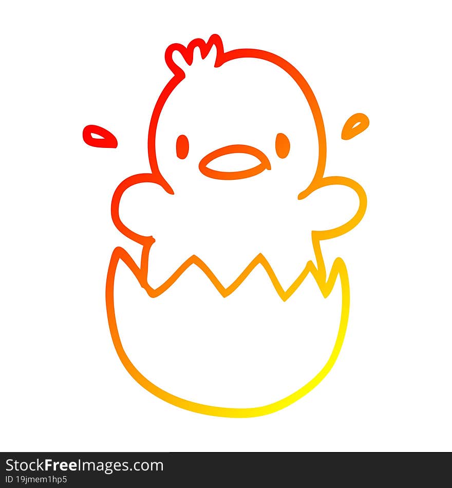 warm gradient line drawing cute cartoon chick