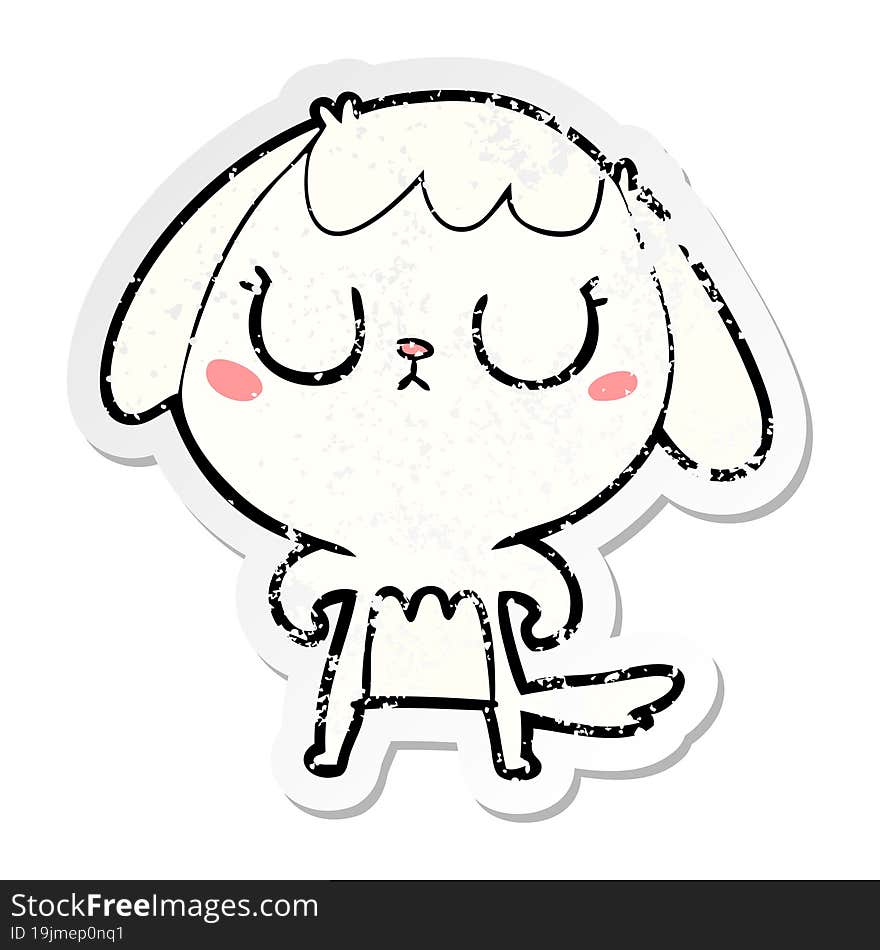 Distressed Sticker Of A Cute Cartoon Dog