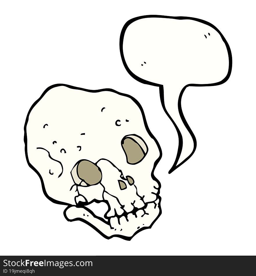 cartoon spooky skull with speech bubble