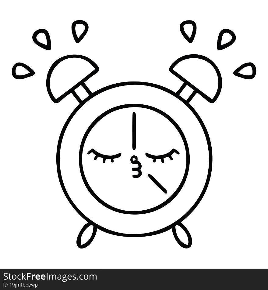 line drawing cartoon alarm clock