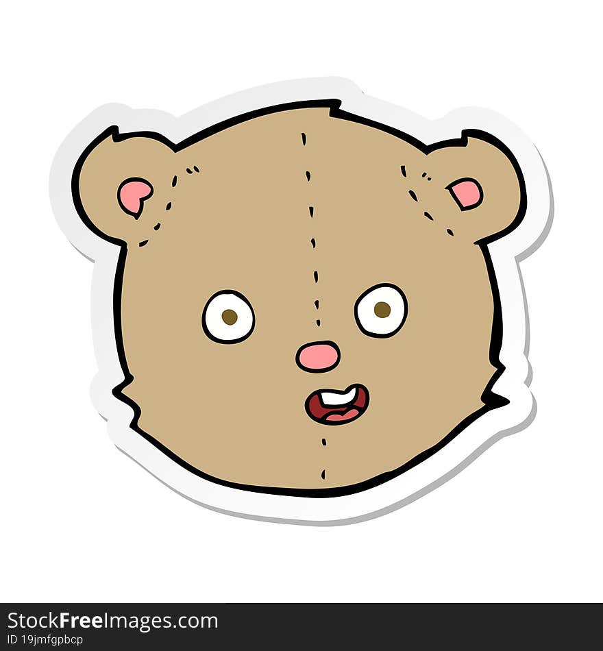 sticker of a cartoon teddy bear head