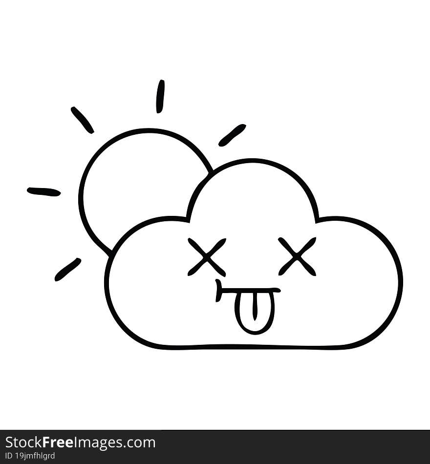 Line Drawing Cartoon Sunshine And Cloud