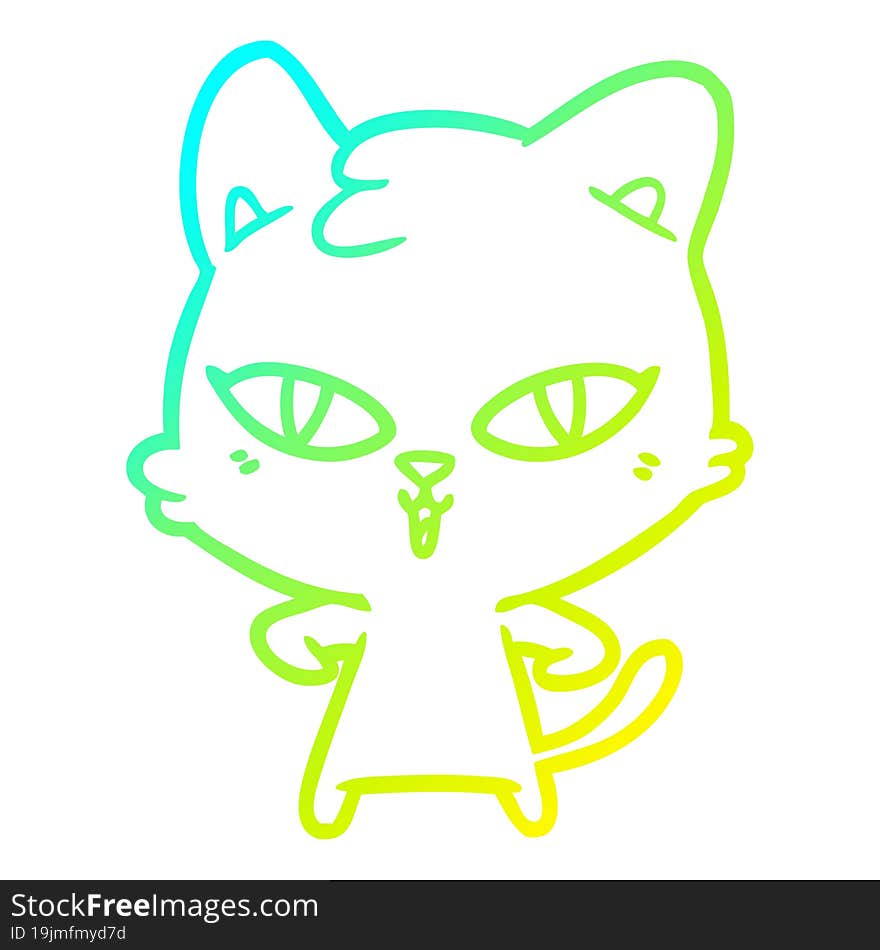 Cold Gradient Line Drawing Cartoon Cat