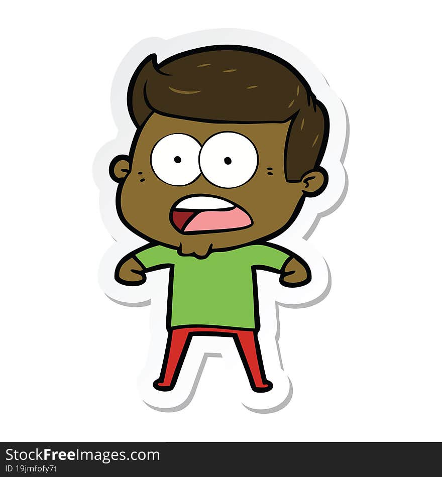 sticker of a cartoon shocked man