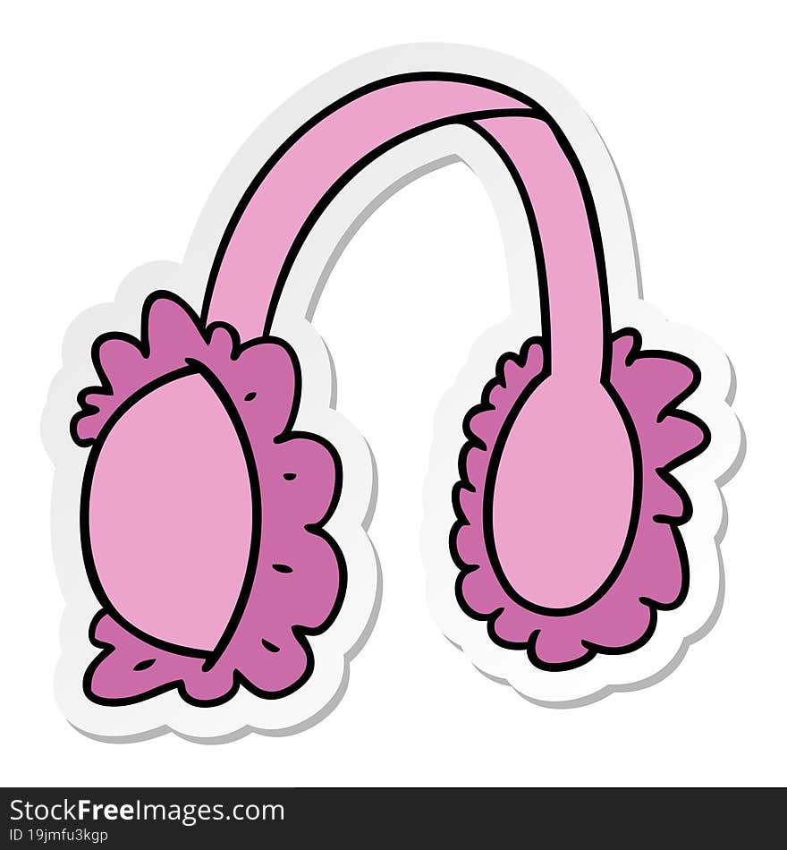 sticker cartoon doodle of pink ear muff warmers