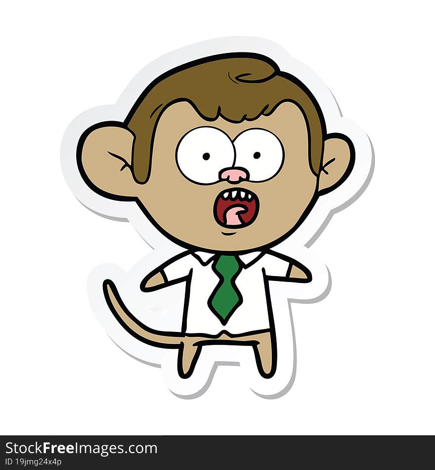 sticker of a cartoon business monkey