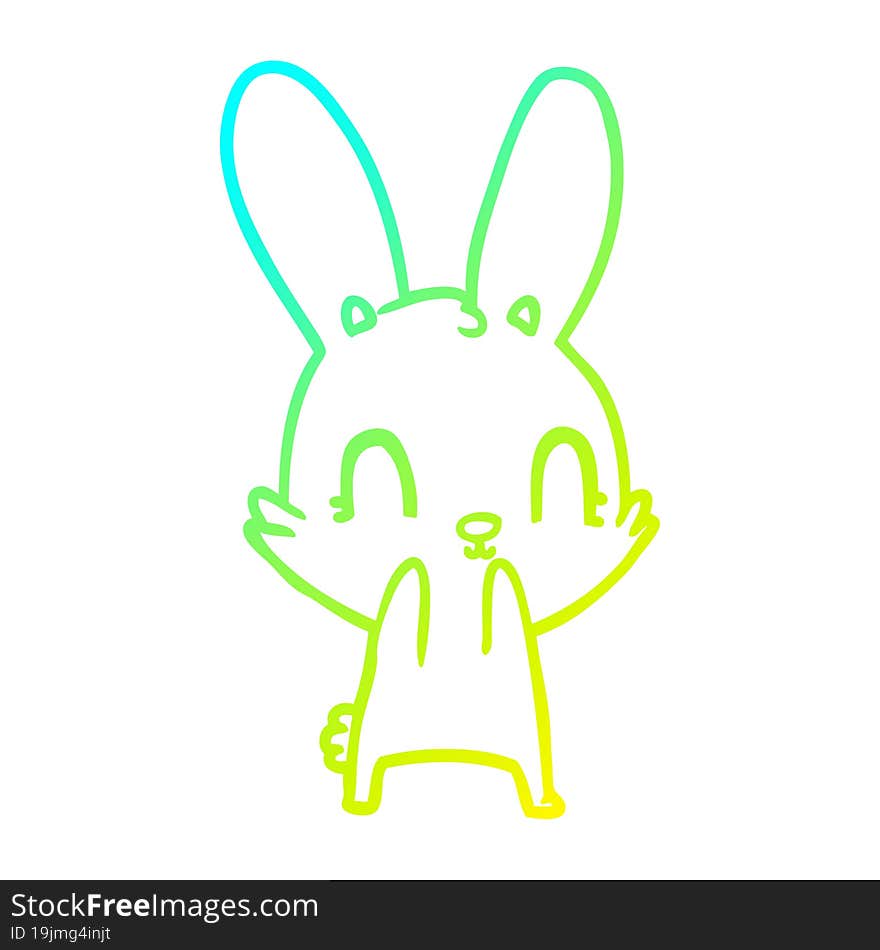 cold gradient line drawing of a cute cartoon rabbit