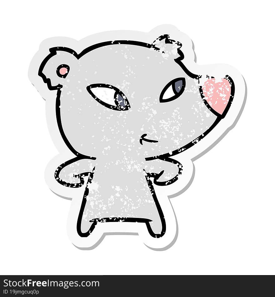 distressed sticker of a cute cartoon bear