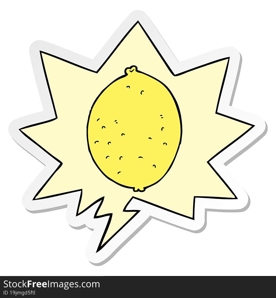 Cartoon Lemon And Speech Bubble Sticker