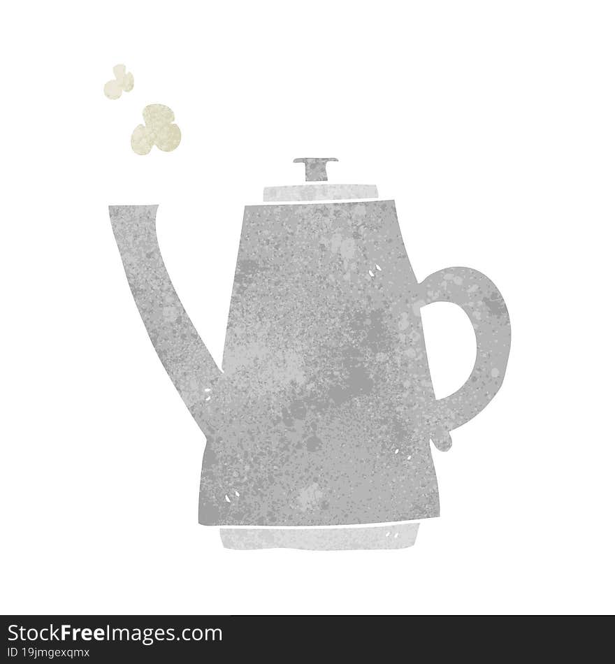 freehand retro cartoon coffee kettle