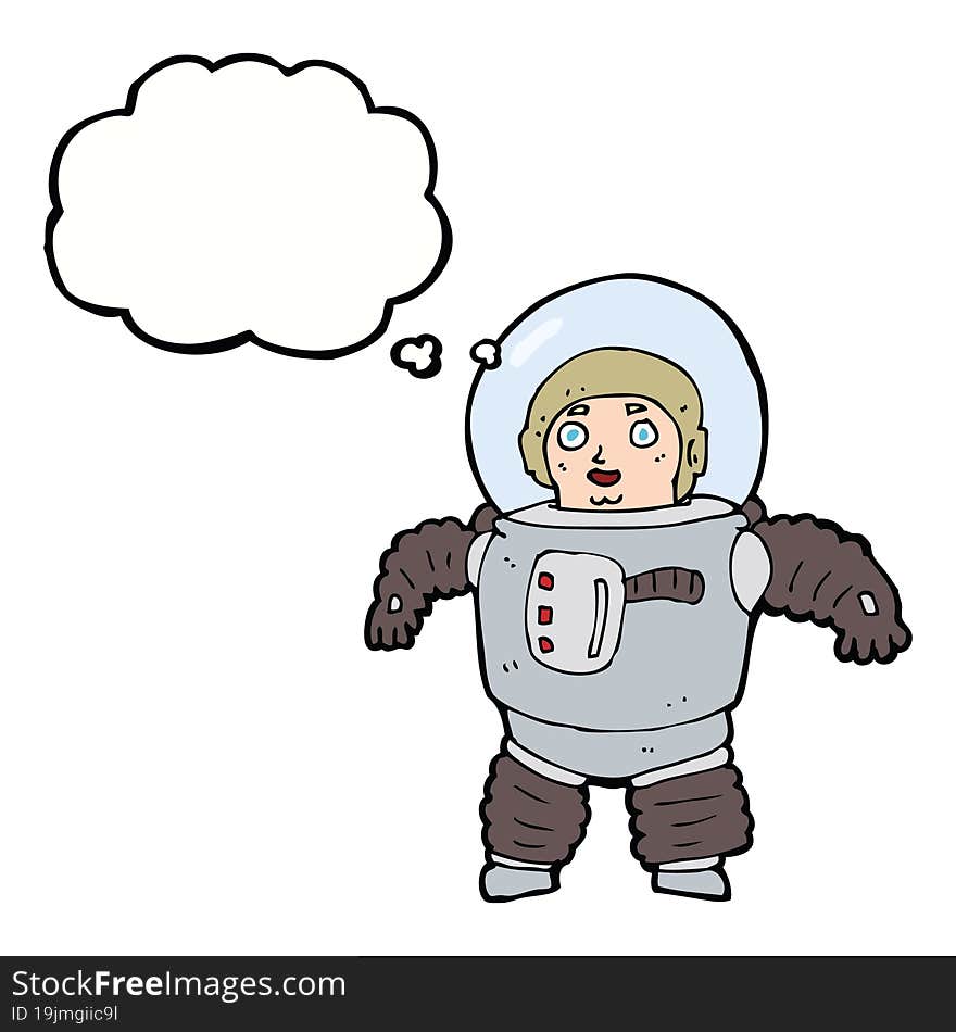 cartoon space man with thought bubble