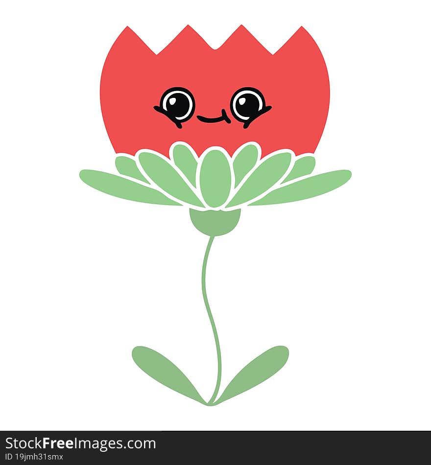 flat color retro cartoon flower