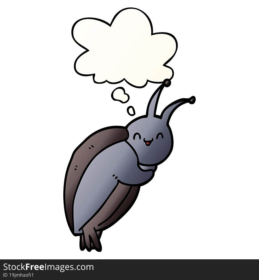 cute cartoon beetle and thought bubble in smooth gradient style