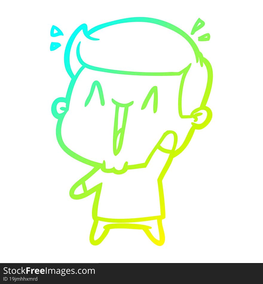 cold gradient line drawing cartoon excited man