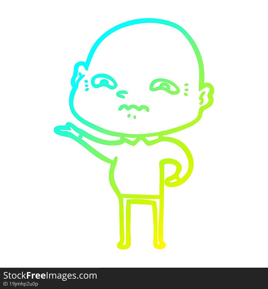 cold gradient line drawing cartoon nervous man