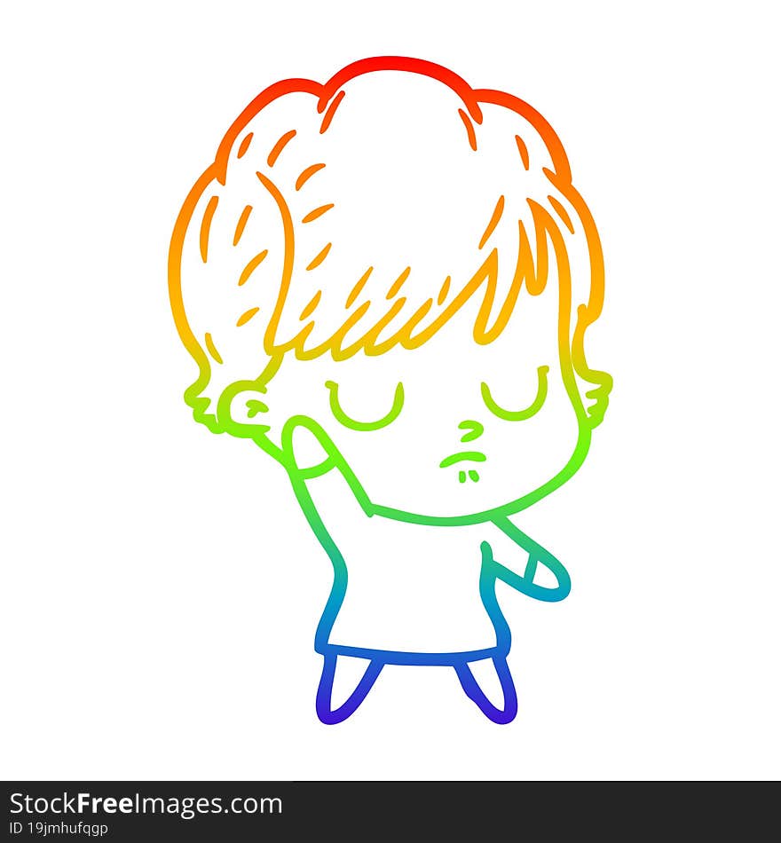 rainbow gradient line drawing of a cartoon woman