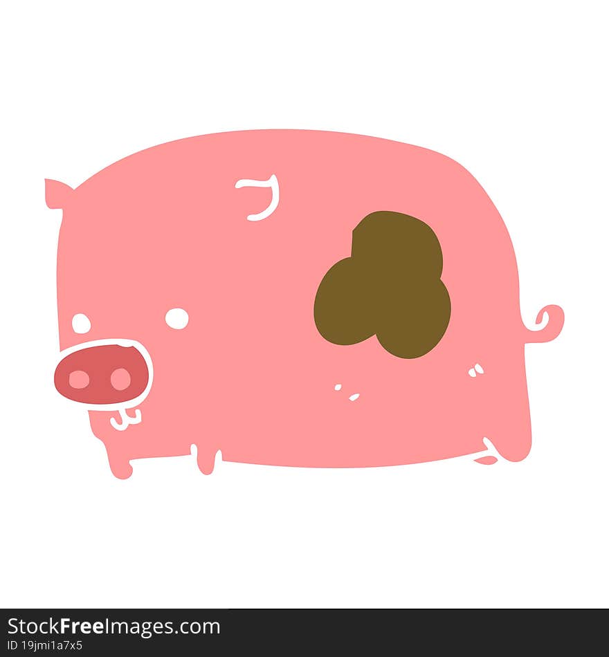 flat color style cartoon pig