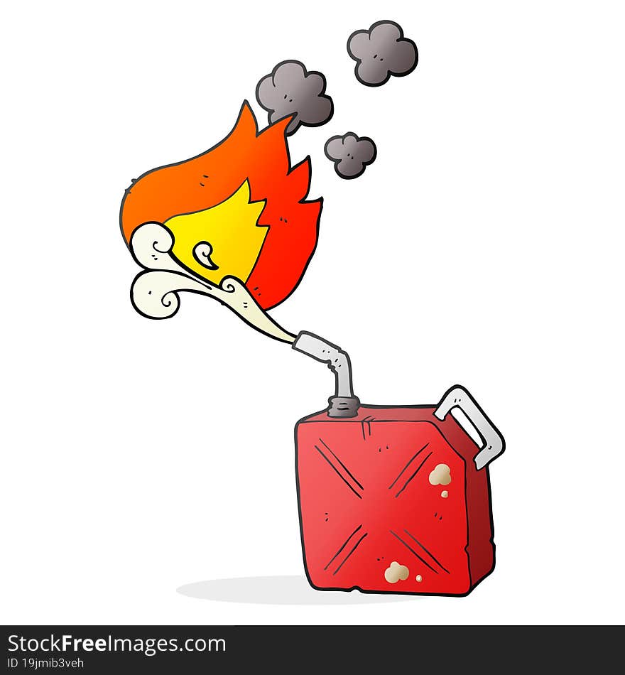 Cartoon Fuel Can With Burning Fuel Spray