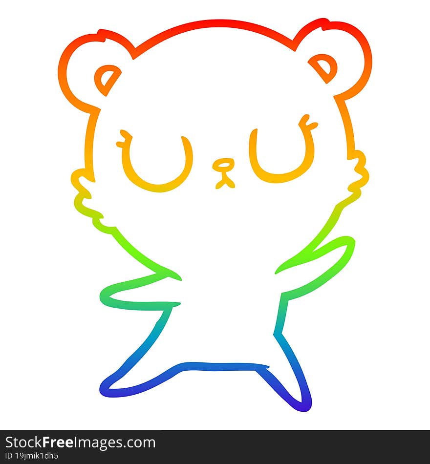 rainbow gradient line drawing peaceful cartoon polar bear