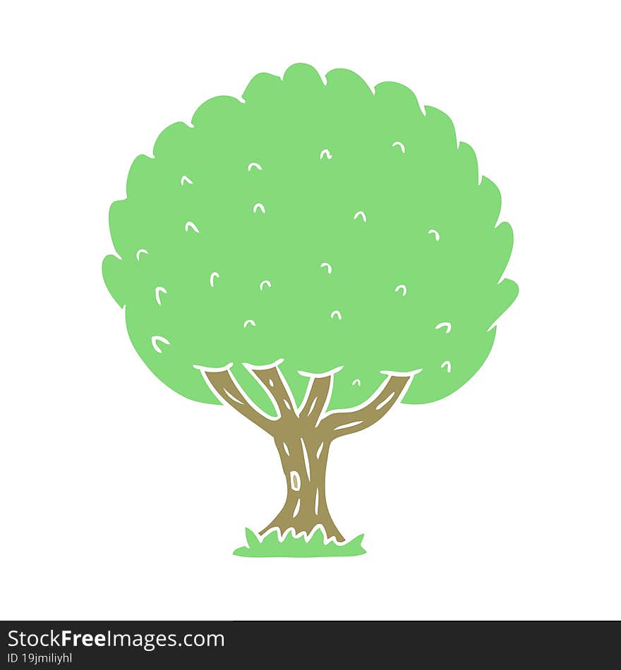 Flat Color Style Cartoon Tree