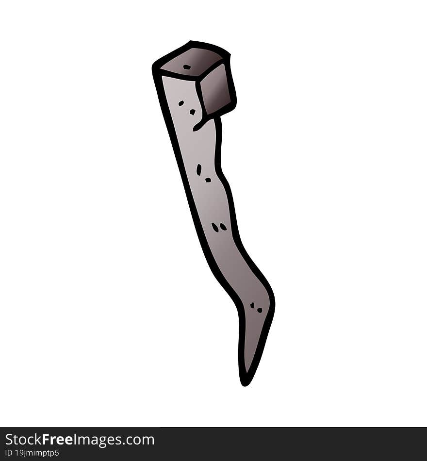 cartoon doodle old bent iron nail