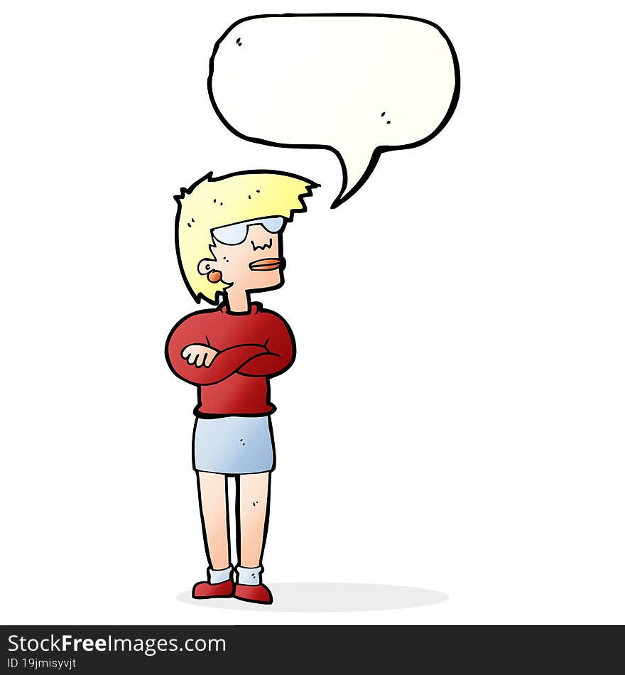 cartoon annoyed woman with speech bubble