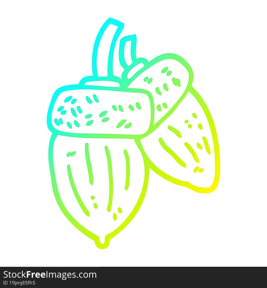 Cold Gradient Line Drawing Cartoon Acorn