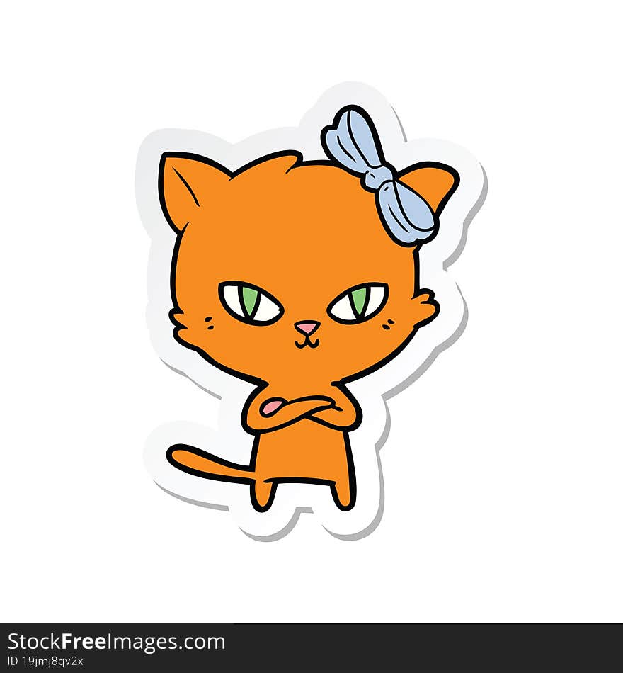 sticker of a cute cartoon cat