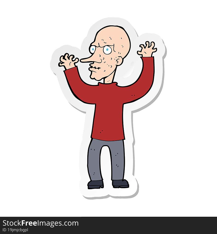 Sticker Of A Cartoon Mean Man