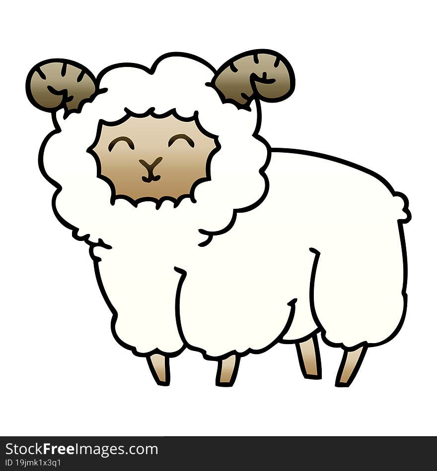 quirky gradient shaded cartoon ram