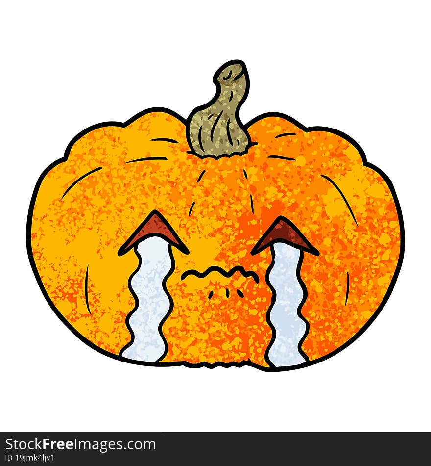 cartoon crying halloween pumpkin. cartoon crying halloween pumpkin