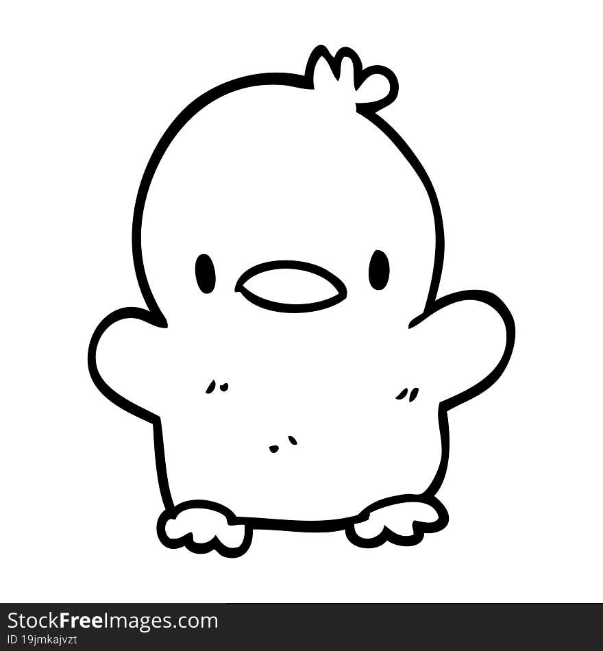 line drawing cartoon baby duck