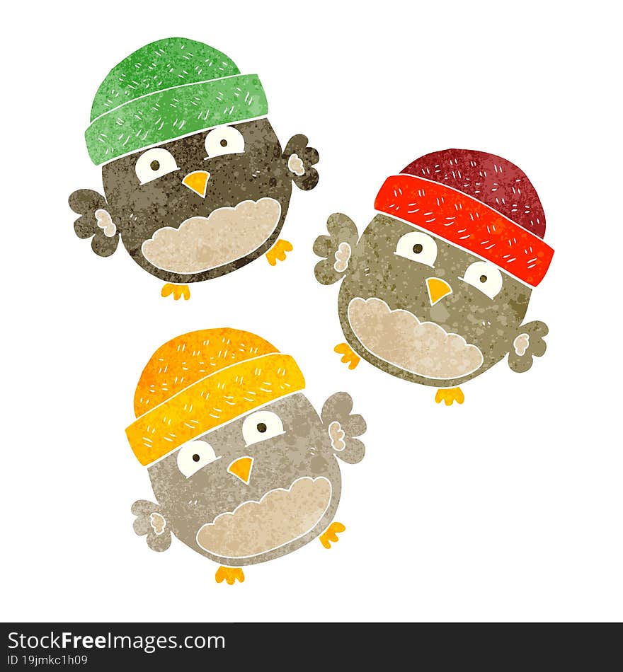 retro cartoon cute owls