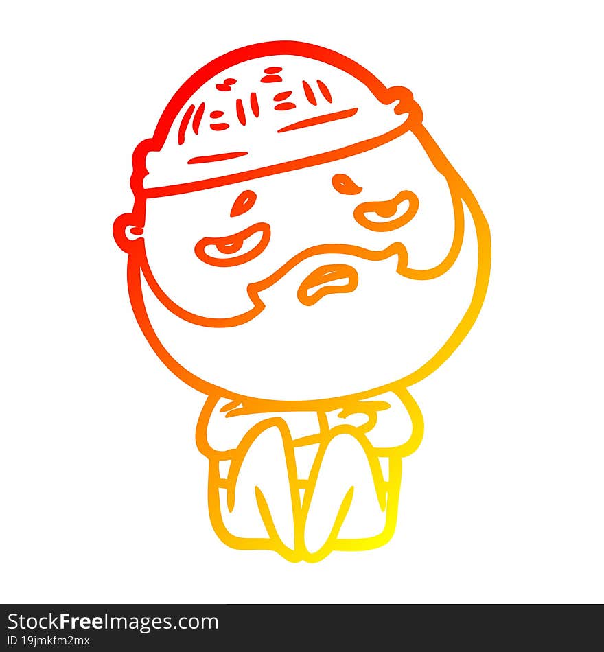 warm gradient line drawing cartoon worried man with beard