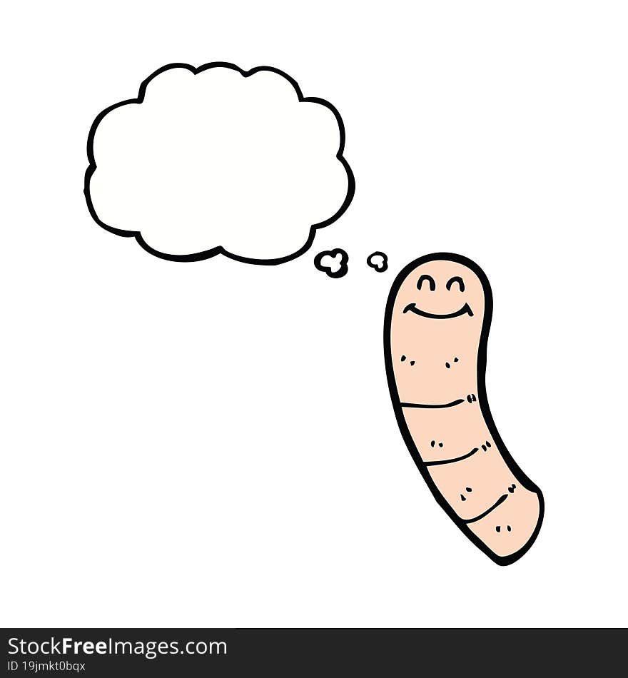 Cartoon Worm With Thought Bubble